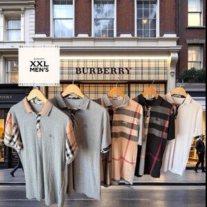 MENS XXL BURBERRY POLOS SET OF FIVE (5) FIT LIKE MEDIUM AMERICAN MEN